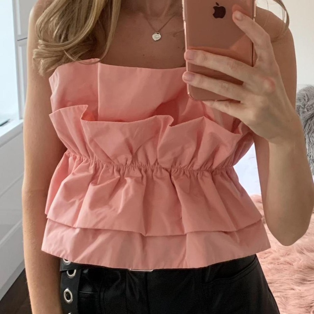 Zara Pink Ruffled Crop Top